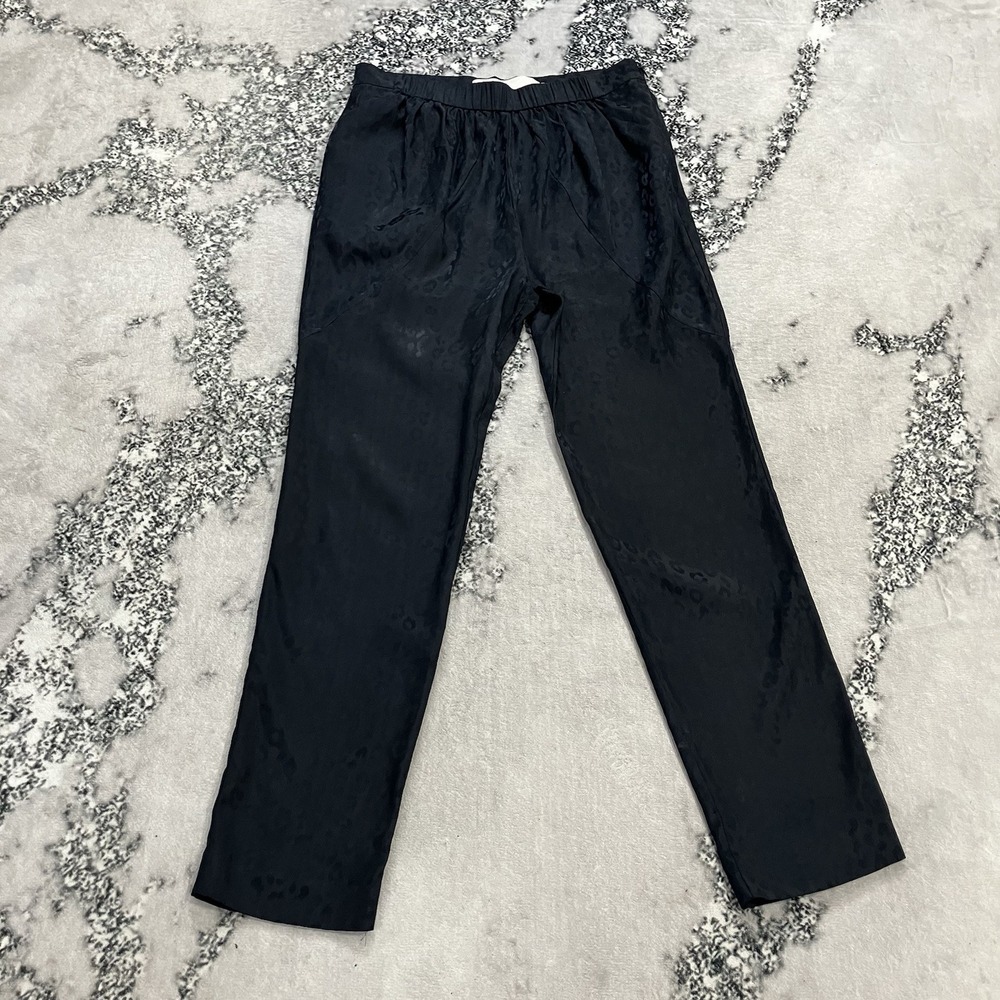 Thakoon Addition Navy Blue Jacquard Leopard Print Pull On Pants Size 2